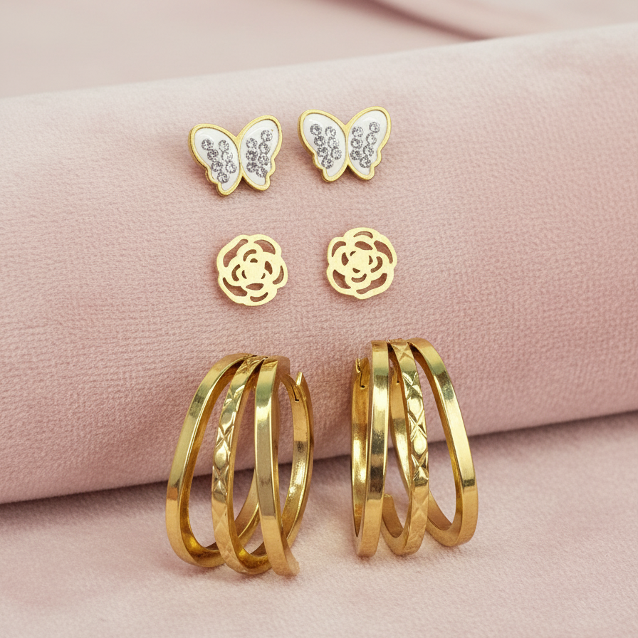 Golden Trinity Earring Stack