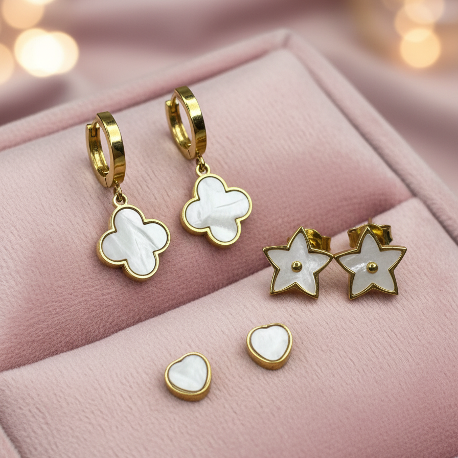 Pearlescent Dangle and Studs