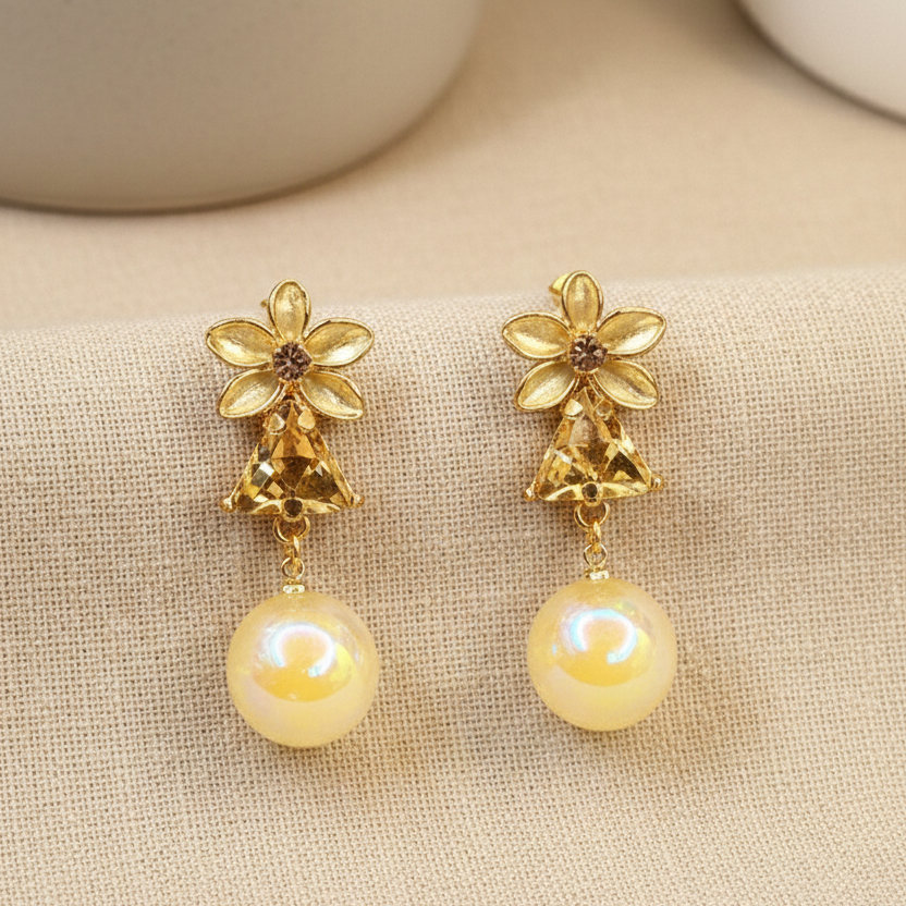 Floral Pearl Drop Earrings